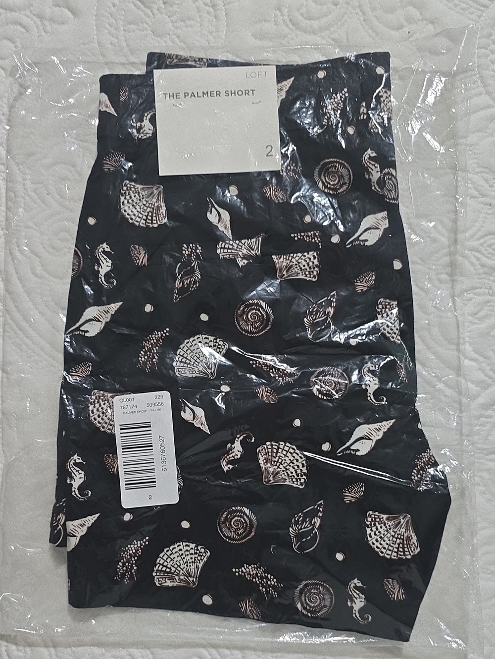 Loft Palmer Shorts Black with Seashells, Size 2 NEW WITH TAGS